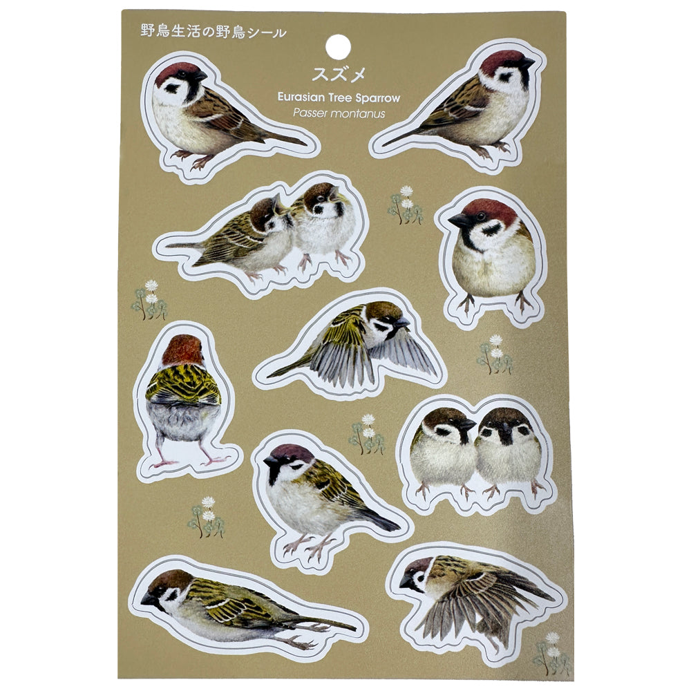 野鳥シール メジロ・スズメ 【野鳥生活】