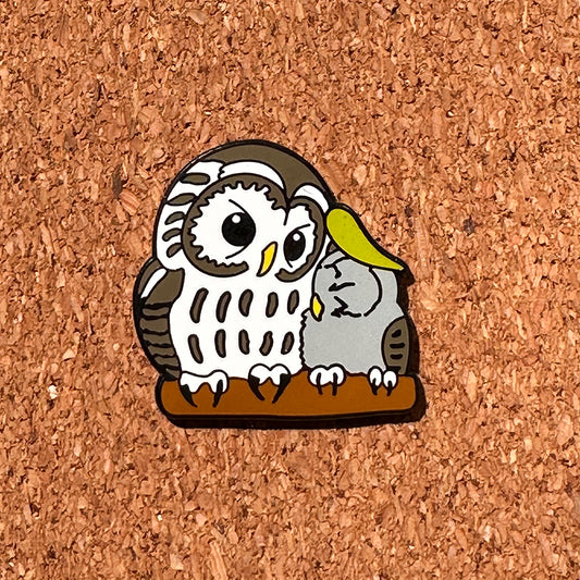 バードピンズ  ピンバッジ  フクロウ親子【日本鳥類保護連盟】