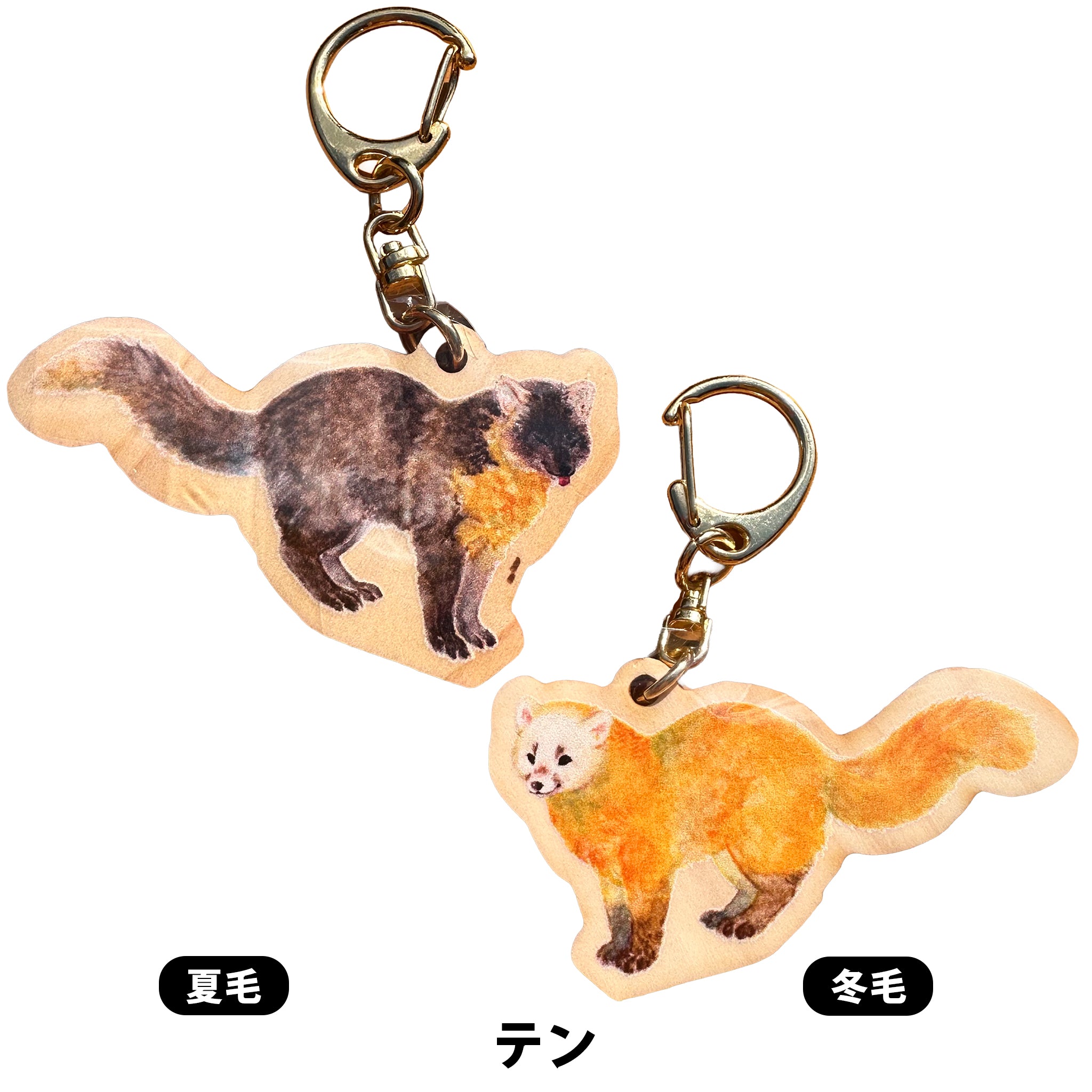 ウッドキーホルダー（木製・国産ヒノキ） 【キツネ月】｜【公式